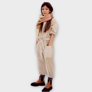 Zara Cuffed Combination Brown Tone Jumpsuit